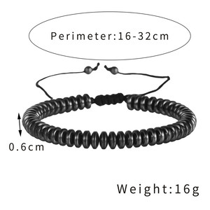 Pulsera Trenzada de Cuentas de Hematita Negra Geométrica Creativa Plana para Pérdida de Peso con Cristal Sanador y Piedra Preciosa Natural Hecha a Medida - Product Image 3