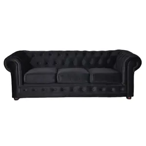 Italy Home Furniture 3 Seater Wooden Velvet Chesterfield Cheap Sofa Set