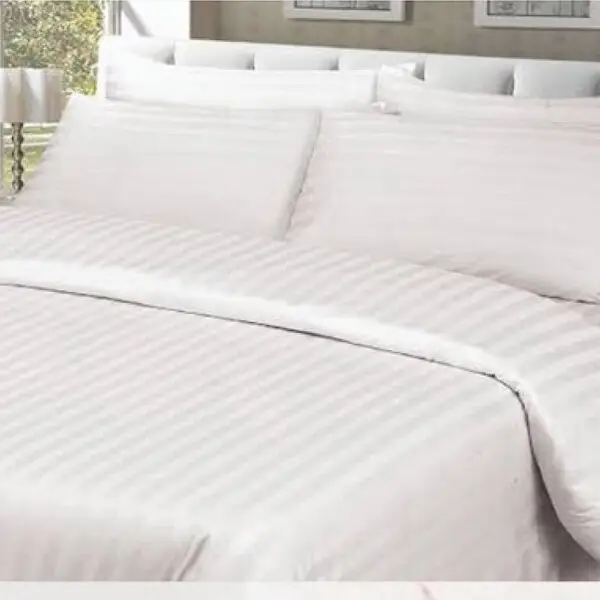 Wholesale 100% Cotton Hotel Luxury White Satin Stripes Bedsheets Set Bed Sheet Wholesale