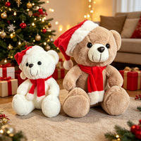 Nouvelle fourrure d'ours en peluche de Noël 25-30cm, ours blanc et brun non rembourré avec chapeau de Père Noël et écharpe pour la fabrication de peluches