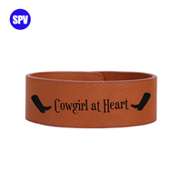 PULSEN LLCB01 Bracelet de manchette pour jeunes en similicuir léger, durable, écologique et gravable au laser, 8 1/2" x 3/4"