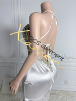 Robe de bal Ocstrade à épaules dénudées ornée de perles brillantes, robe longue pour femme, robe de mariée blanche à plumes, robe de haute couture à traîne
