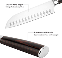 Couteau de chef de cuisine de 7 pouces, couteau Santoku japonais ultra-affûté avec coffret cadeau pour la cuisson, la découpe de la viande, du pain, des fruits, des légumes