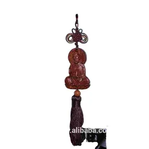 Car Hanging Pendant Jujube Wood Carving Red Chinese Kwan Yin Buddha Statue Sculpture Rearview Mirror Decor Craft 1pc QDD9215