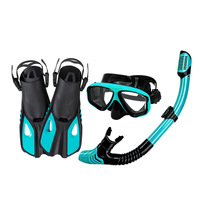 Ensemble de plongée 3 pièces pour adultes : masque de plongée en verre trempé, tuba entièrement étanche et palmes de natation