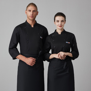 Chất Lượng Cao Unisex Đồng Phục Đầu Bếp Khách Sạn Nhà Bếp Làm Việc Quần Áo Đầu Bếp Nhà Hàng Đồng Phục Nấu Ăn Áo Sơ Mi Áo Khoác + Tạp Dề - Product Image 5