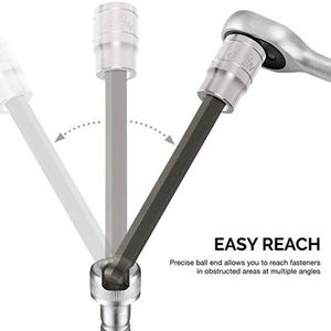 7PCs 3/8 "Ball End Long 4.25" Standard SAE Hex Allen Bit Sockets Wrench - Product Image 5