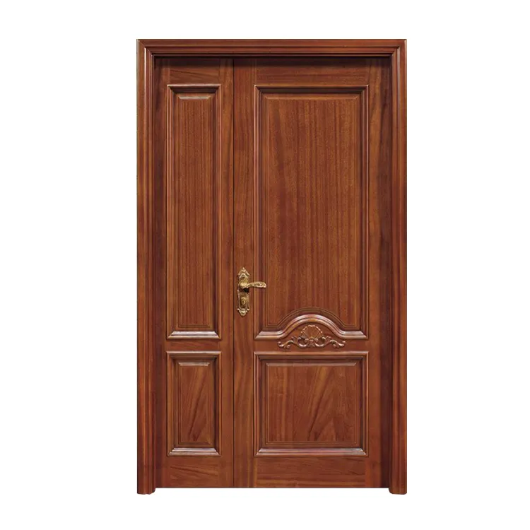 High Cost Performance Modern Style Design Teak Wooden Front Double Door Design House Main Entrance Door