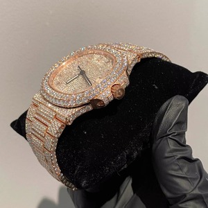 Montre automatique unisexe en acier inoxydable glacé de haute qualité, testée au diamant, personnalisable, résistante à l'eau 100 bars, style Hip Hop - Product Image 2
