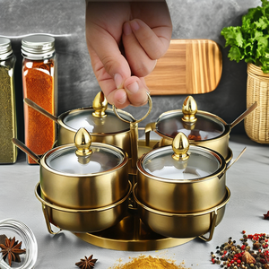 Juego de tarros de especias portátiles de acero inoxidable 304, clásicos, ecológicos y duraderos, con cubierta para cuchara de restaurante, para almacenamiento de sal, chile y barbacoa. - Product Image 2