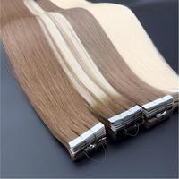 Extensions de cheveux invisibles à bandes adhésives, cheveux vierges européens bruts, lisses, double épaisseur, qualité supérieure, prêtes à être expédiées