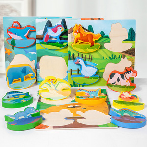 CPC EN71 Certified Educational Animal Rocking Toys for 3-Month Old Babies Matching Puzzle Building Blocks Made of Wood Baby-Toy