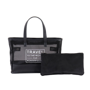 Women's Mesh <b>Beach</b> <b>Bag</b> with Zipper Closure <b>Foldable</b> Waterproof Tote Eco-Friendly Black Handbag for <b>Beach</b> Vacation - Product Image 6