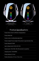 Soporte de Carga Inalámbrico para Auto con Sujeción Automática Inteligente, Luz Ambiental LED con Ritmo Musical y Sensor Inteligente Motorizado