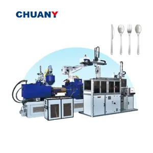 High Speed Automatic Disposable PP PS Plastic Soup Spoon and Forks Machine Injection Molding Machines Turnkey Solution