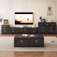 Meuble TV et table basse de style vintage français, armoire de rangement, design du milieu du siècle, bois massif, respectueux de l'environnement, convient aux téléviseurs de 55 à 59 pouces