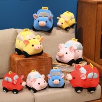 Jouet en peluche super doux en forme de cochon-taxi mignon et amusant, avec rembourrage en coton PP, cadeau pour la Journée des enfants
