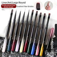 Lot de 10 pinceaux de nail art dégradés professionnels pour la construction de gel et la peinture d'extensions d'ongles
