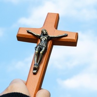 Croix murale crucifix, crucifix en bois artisanal de 6,89 pouces, croix de Jésus-Christ pour la décoration murale de la maison, foi chrétienne religieuse