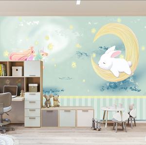 วอลเปเปอร์ผ้าแคนวาสกันน้ำลาย<span class=keywords><strong>กระต่าย</strong></span>ยูนิคอร์นพระจันทร์อุ่นๆ สไตล์โมเดิร์นรักษ์โลก สำหรับห้องเด็ก ห้องนั่งเล่น ห้องนอน ติดตั้งง่าย - Product Image 4