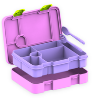 Boîte à bento personnalisée de 1,4 L, qualité alimentaire, 5 compartiments, simple couche, anti-fuite, portable, pour enfants, avec couverts
