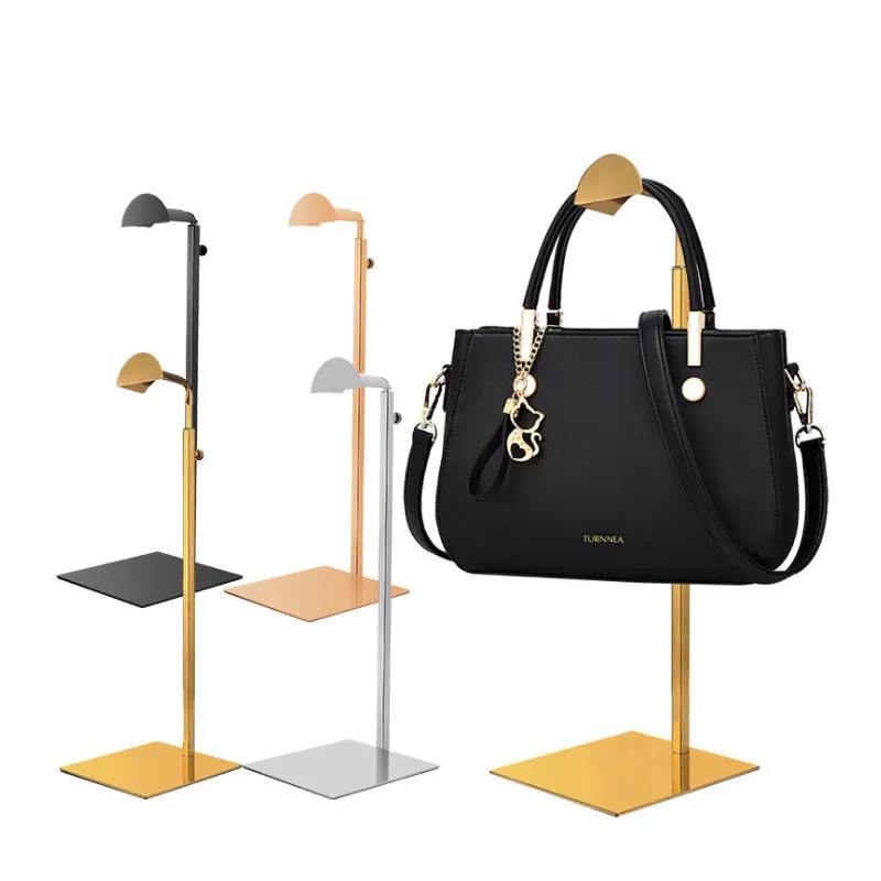 Custom Handbag Organizer Adjustable Height Metal Bag Stand Purse Storage Holder Stainless Steel Women's Handbag Display Rack