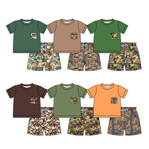 Preventa al por mayor: Conjuntos de verano para niñas con estampado de camuflaje, ropa de caza para niños pequeños, de algodón orgánico suave, de fábrica, MOQ 5 - Product Image 1