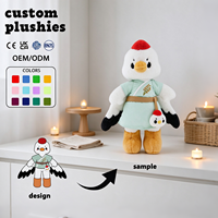 Peluche cigogne brodée avec logo personnalisé, fabrication OEM/ODM, oiseau en peluche doux, personnalisation du design, fabricant de peluches