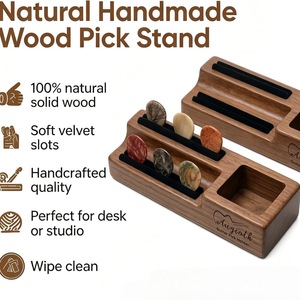 Caja organizadora de púas de guitarra de madera Augioth con soporte de exhibición para púas de guitarra eléctrica y bajo - Product Image 5