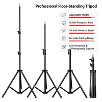 Trépied de photographie noir mat durable de 2 mètres avec verrouillage par torsion, support de lumière d'appoint pour téléphone portable, diffusion en direct en extérieur