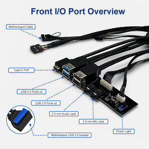 ICape 前面板 USB 集线器 2xUSB3.0 2xUSB2.0 1xType-C 端口 PVC 绝缘，适用于设备充电、数据传输、游戏、办公使用 - Product Image 4