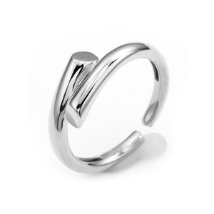 <span class=keywords><strong>LUMINA</strong></span> Jewelry's Lujoso anillo liso cruzado geométrico de plata 925 Anillo de racimo de estilo coreano con chapado en rodio - Product Image 6