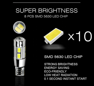 Bombilla LED T10 Canbus Sin Errores 8SMD 1210 W5W 2825 194 168 174 Luz para Coche Puertas Marcador <span class=keywords><strong>Matricula</strong></span> Interior 12V blanco - Product Image 2