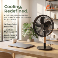 Ventilateur de table en chrome brillant antirouille à 5 pales métalliques, avec base ronde miroir, pour la décoration de la maison