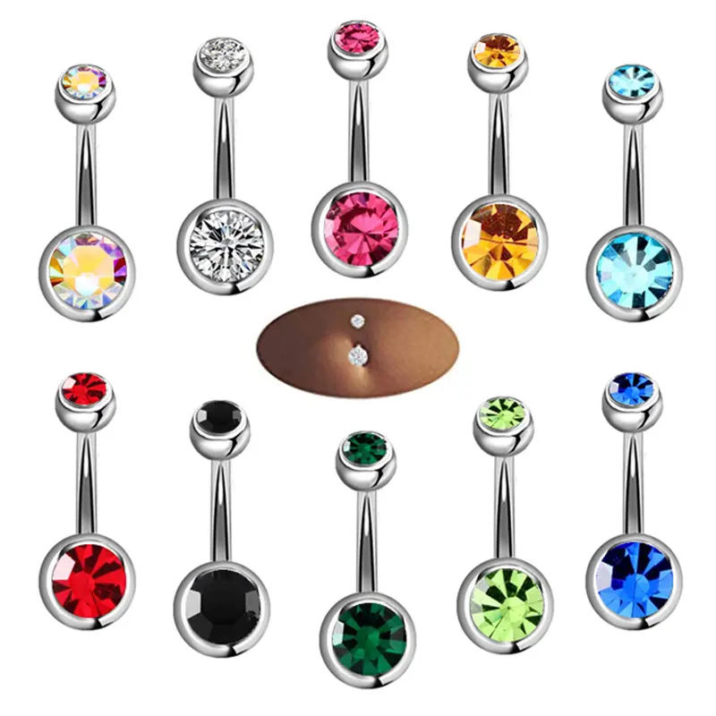 5/10/15/20 teile/los Crystal Piercing Navel Surgical Steel Rhinestone Belly Button Rings Navel Piercing Ombligo Ball Nombril