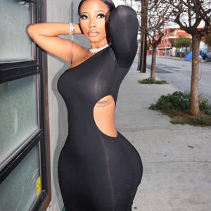 Vestido <span class=keywords><strong>Sexy</strong></span> de Color liso para mujer, vestido sexual largo de un hombro - Product Image 1