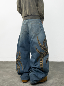 <span class=keywords><strong>Jean</strong></span> <span class=keywords><strong>Bootcut</strong></span> <span class=keywords><strong>Homme</strong></span> Ample Délavé Coupe Large Brodé Vintage Baggy Denim Streetwear Imprimé Motif - Product Image 5