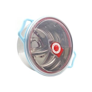 Stainless Steel Food Storage Bowls With Lids Round Clip On Handles Sky Blue And Green Travel Use - Product Image 5