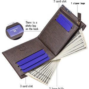 Portefeuille court pour homme en cuir PU uni imperméable, mode décontractée, avec clip à monnaie, doublure en polyester - Prix bas, haute qualité - Product Image 3