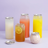 En stock, canettes en plastique cylindriques pour boissons gazeuses, couvercle en aluminium, 250/330/500/750 ml, canettes à ouverture facile