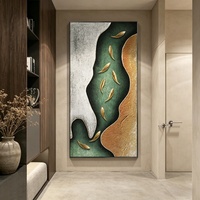 Peinture à l'huile abstraite murale 3D de luxe sur toile, motif neuf poissons dorés, peinte à la main, décoration moderne à suspendre, grande taille personnalisée
