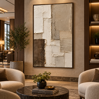Peinture sur toile abstraite texturée 3D verticale beige-brun, texture architecturale, pour la décoration de couloirs d'hôtels, villas et bureaux
