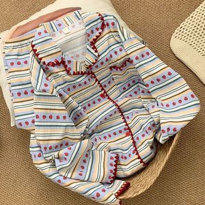 Pigiama <span class=keywords><strong>da</strong></span> donna a maniche lunghe a righe con fragole, taglie forti, per primavera autunno, con elastico in vita, abbigliamento <span class=keywords><strong>da</strong></span> <span class=keywords><strong>casa</strong></span> - Product Image 3