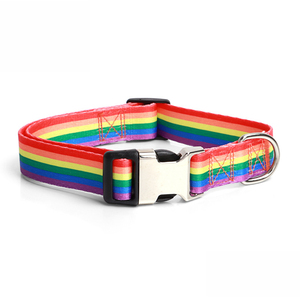 Venta al por mayor personalizado mascota perro arnés Arco Iris orgullo Mes de lujo mediano pequeño perro collar y correa y arnés conjunto - Product Image 2