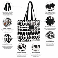 Grand sac fourre-tout en Tyvek enduit, imprimé géométrique abstrait rose, ouverture supérieure, base large, double poignée, pour la plage, le shopping, le quotidien, pour femmes