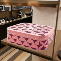 JH Boîte en métal rectangulaire rose vif clair Cadeau de qualité pour les biscuits Biscuit Candy Cosmetic Makeup Tools Chocolate-for Milk