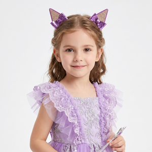 Pinza de Pelo con Orejas de Gato y Lazo Brillante, Pasador de Pelo con Lentejuelas para Niñas, Ideal para Fiestas de Cumpleaños - Product Image 5