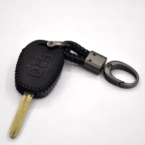 Porte-clés de voiture en cuir véritable, étui pour clé télécommande de voiture, porte-clés de Toyota Camry , Prado