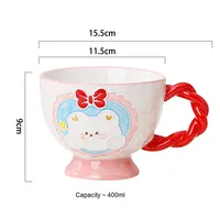 Tasse de petit déjeuner en céramique de grande capacité peinte à la main en relief lavable au lave-vaisselle dessin animé créatif mignon Western chaud pour café au lait