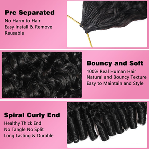 Extensiones de Cabello Humano Rizado Birmano Pre-Separadas Sin Nudos con Reflejos Pixie Curls Feather Crochet Miracle Knots - Product Image 4